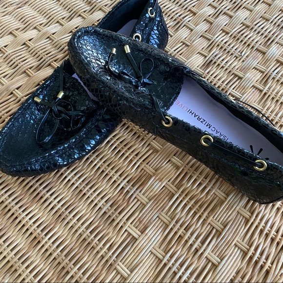 6 Isaac Mizrahi Live Black Patent driving shoes - Picture 1 of 7